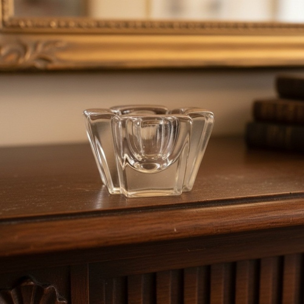 Anna Ehrner Orrefors Cross Votive Candle Holder, Vintage Swedish Glass Tealight